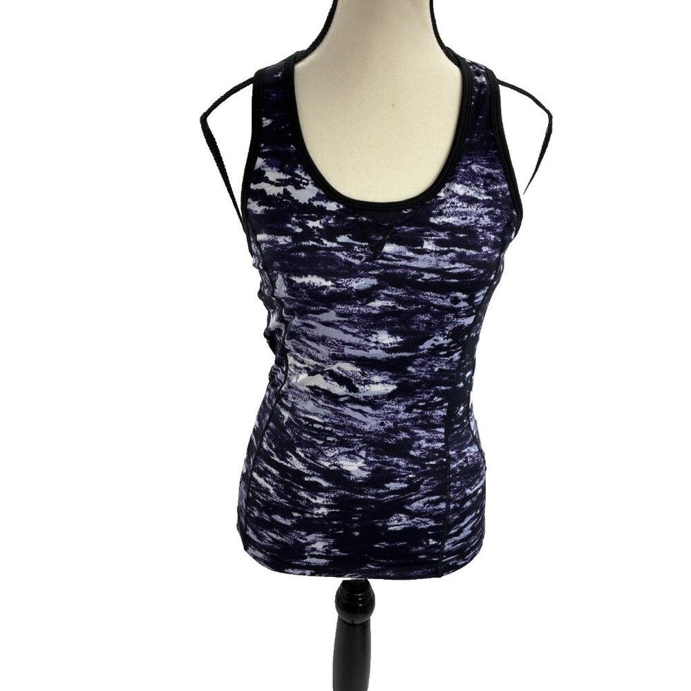 Adrienne Vittadini Womens Size M Tank Top Purple Black Sleeveless Stretch Active